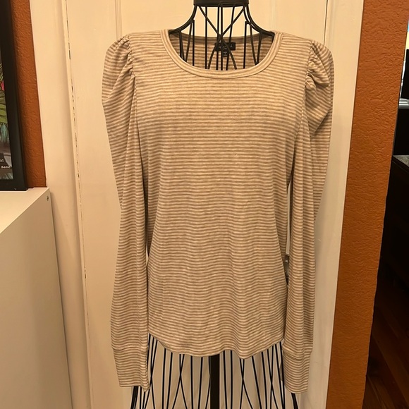 Splendid Puff Shoulder Striped Top-Sz L - Picture 1 of 7